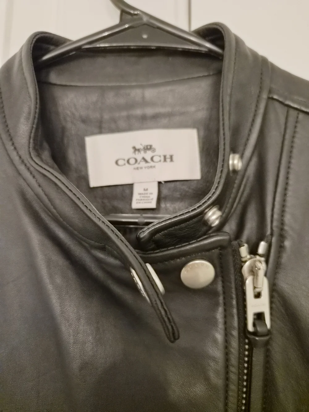 COACH Women's Black Leather Moto Jacket